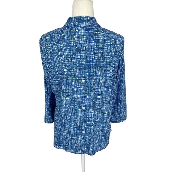 J. McLaughlin Catalina Cloth Button Front Top Blue Large Casual Classic Career - Picture 4 of 8
